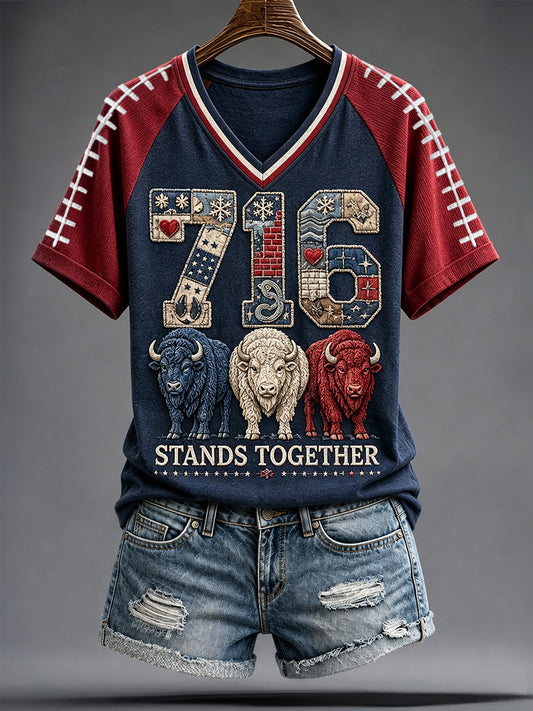 Women's Football Lover Bulls Be Good Art Printed T-shirt