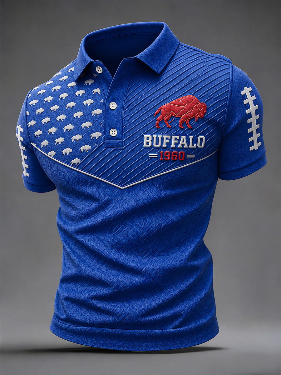 Men's Football Lover Buffalo Print Polo