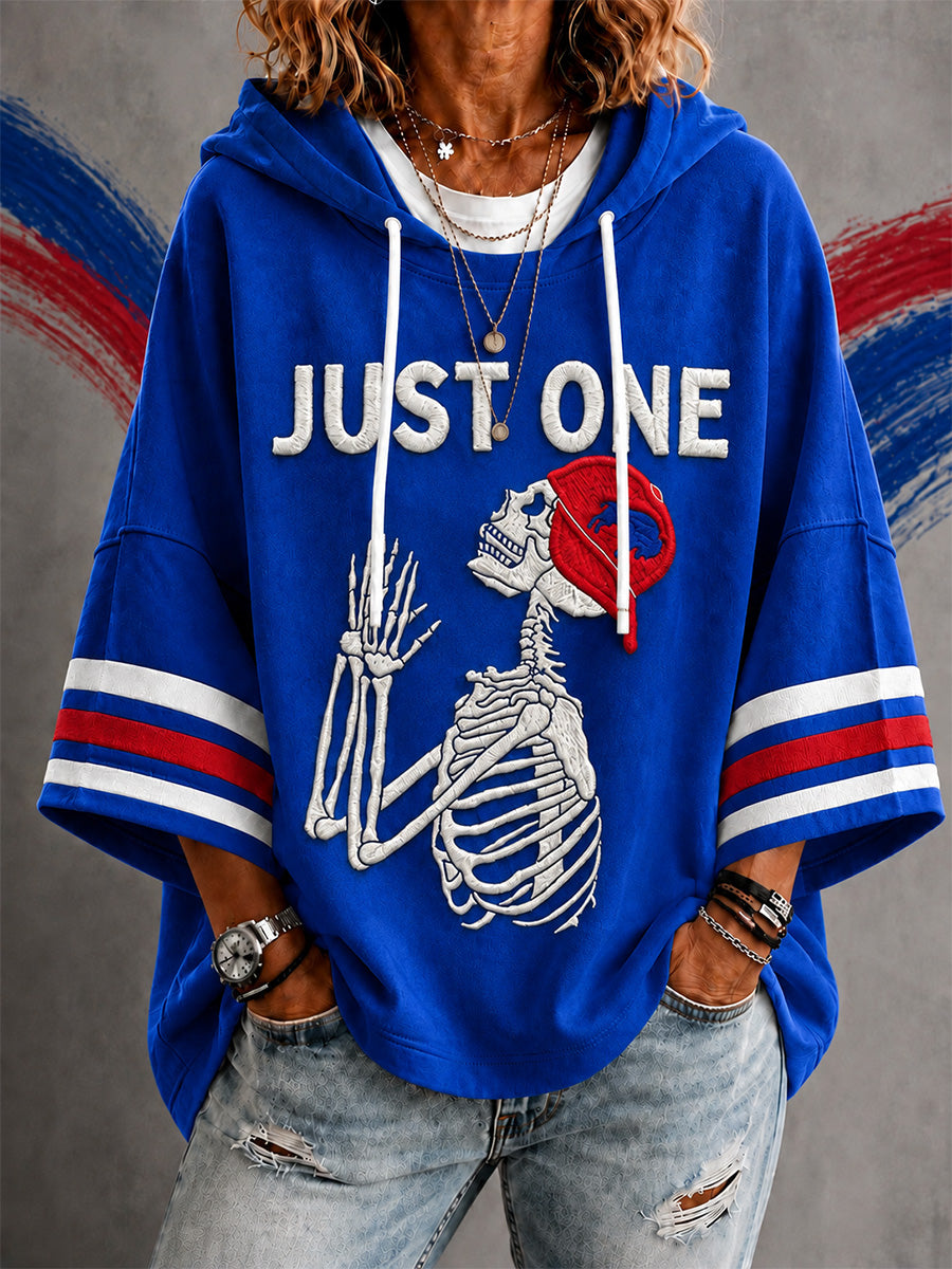 Women's Football Lover Buffalo Print Casual Short-Sleeve Hoodie