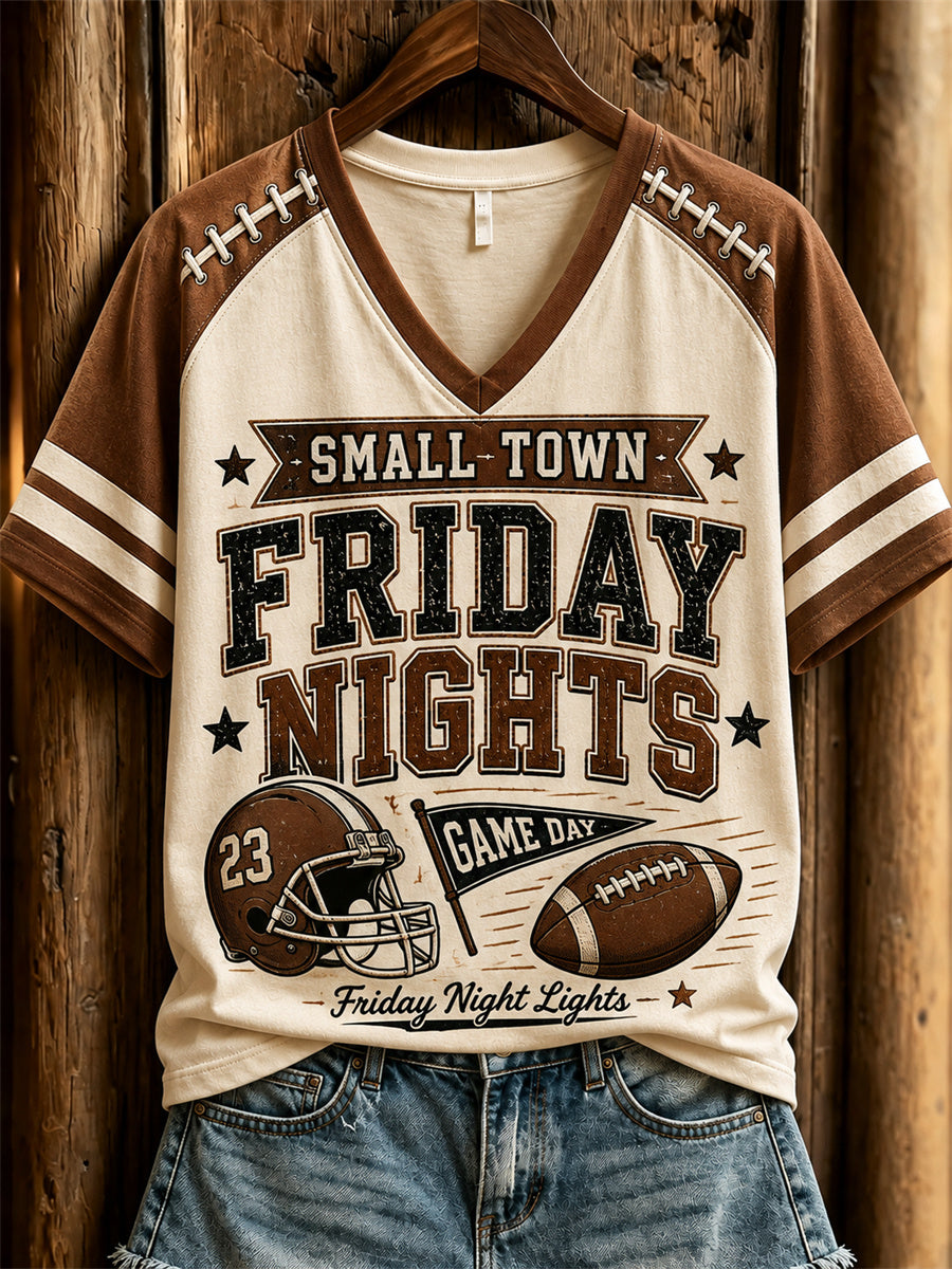 Women's Football Small Town Friday Nights Jersey Print short-sleeved T-shirt