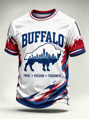 Men's Football Lover Buffalo Print Casual Tee