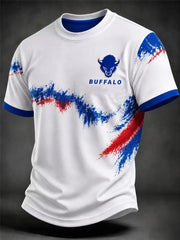 Men's Football Lover Buffalo Print Casual Tee