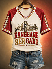 Women's Bang Bang  Football Gameday Gift For Football Fans Casual V-Neck Tee