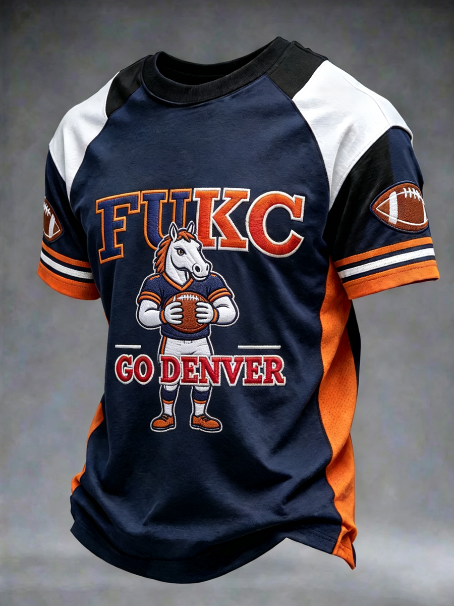 Men's Derver Football Lover Printed short sleeves t-shirt