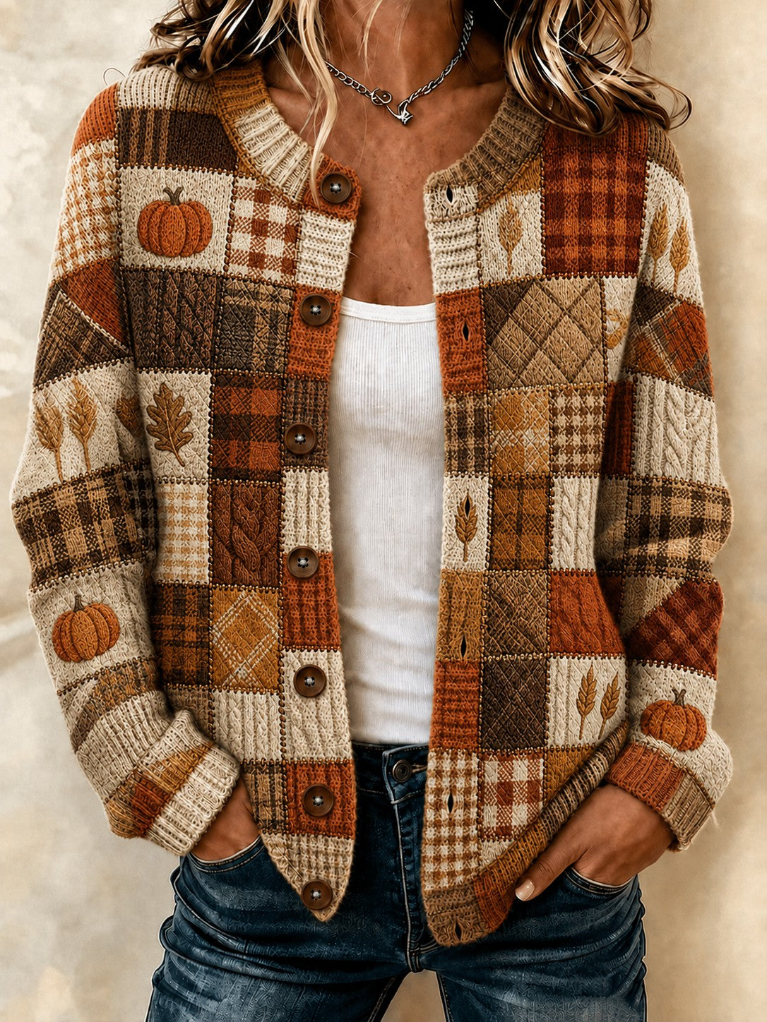 Women's Happy Thanksgiving Printed Cozy Cardigan