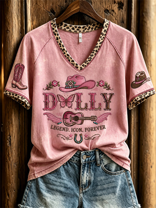 Women's Vintage Classic Country Music Inspired Western Print Memorial short-sleeved T-shirt
