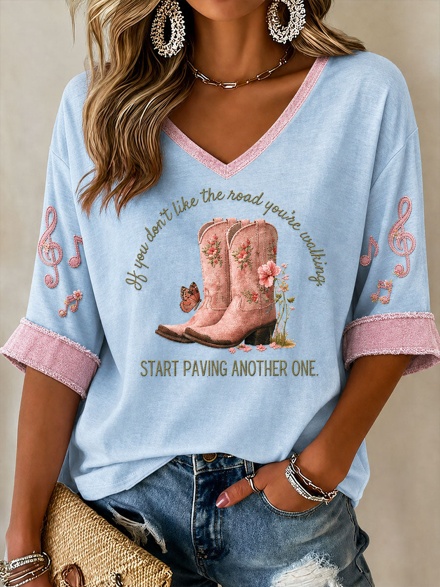 Women's Rip Country Music Lover Queen of Country Printed T-shirt
