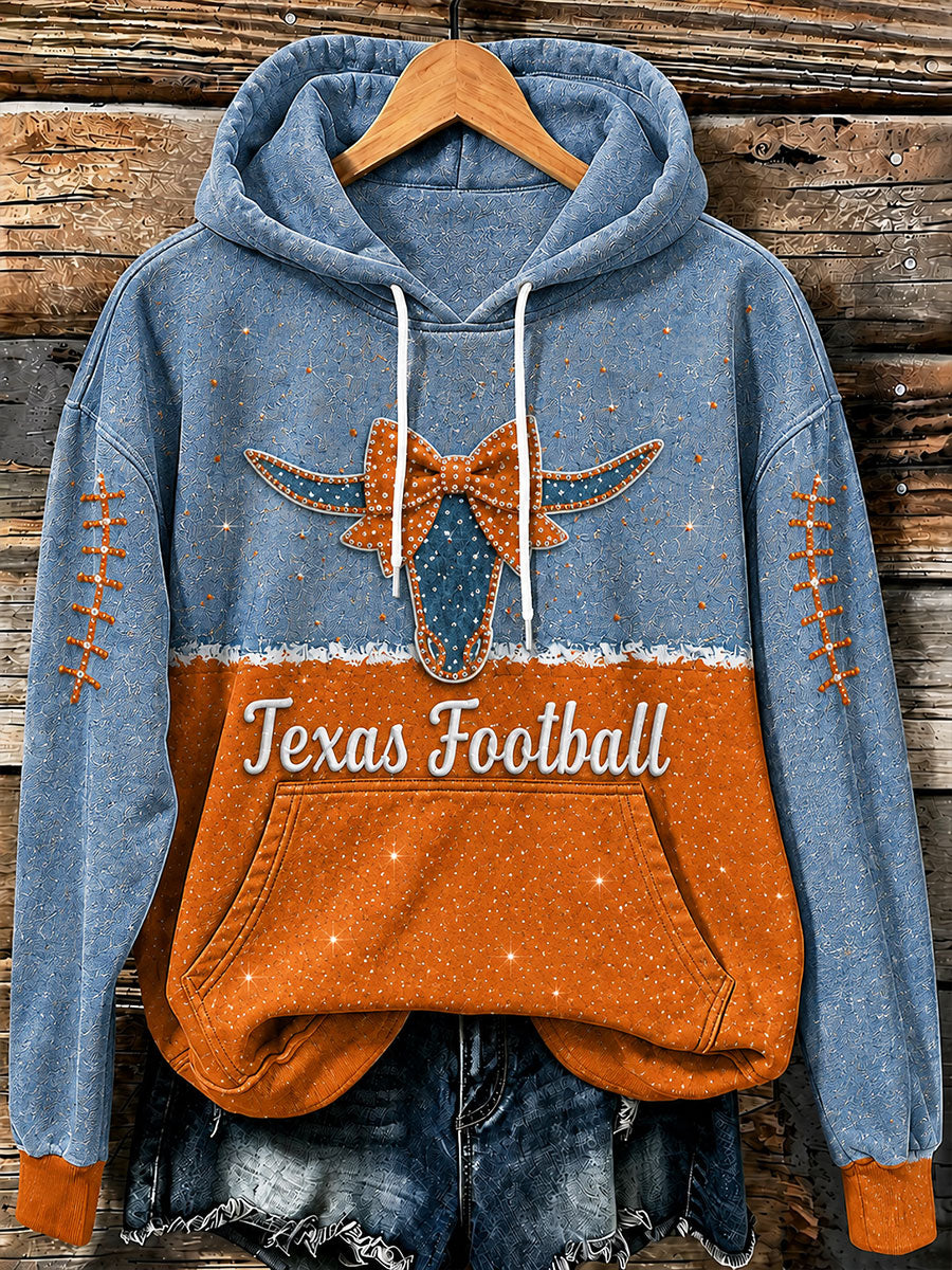 Women's Game Day Football Print Casual Hoodie
