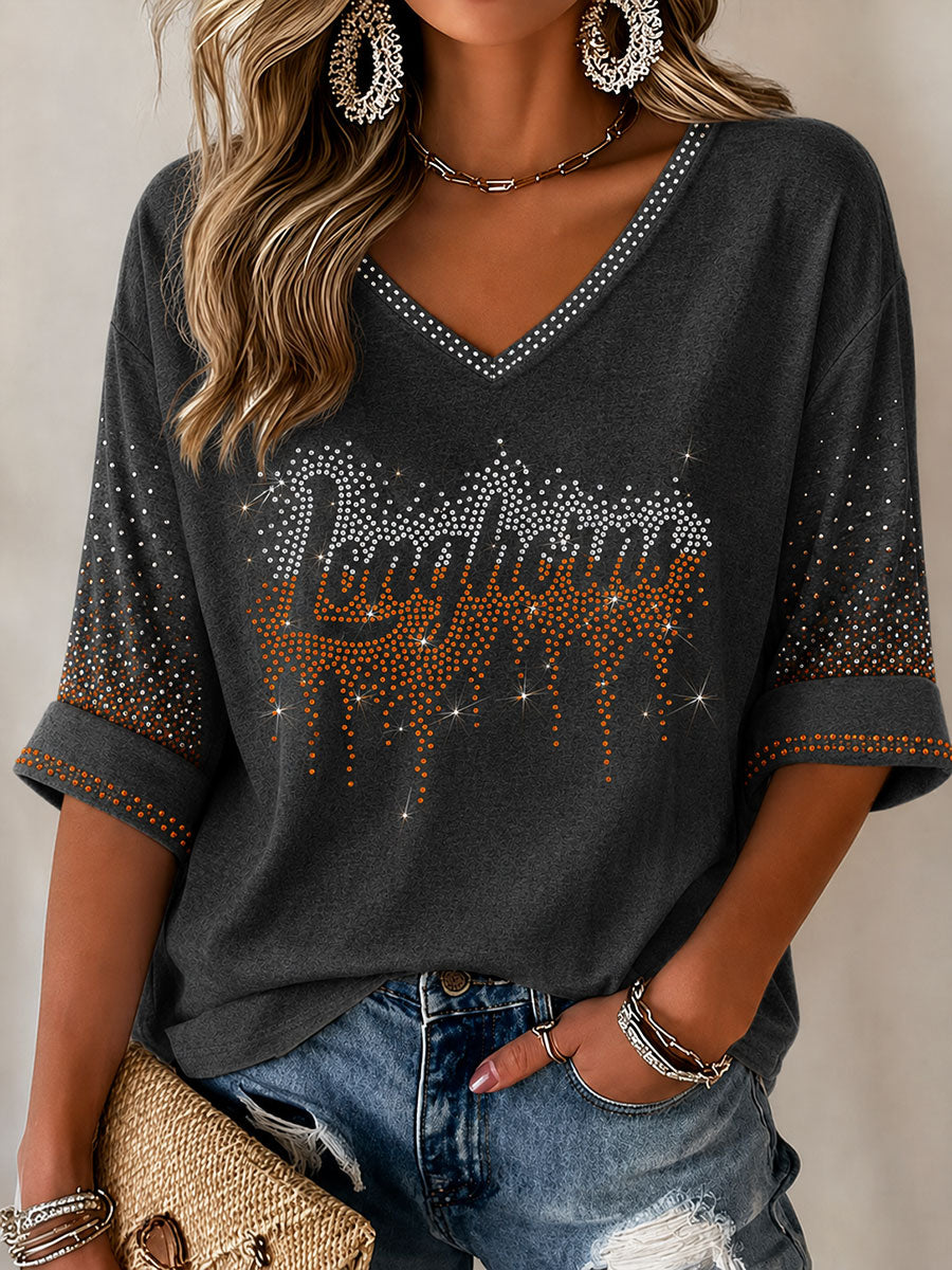 Women's Game Day Football Print Casual T-shirt
