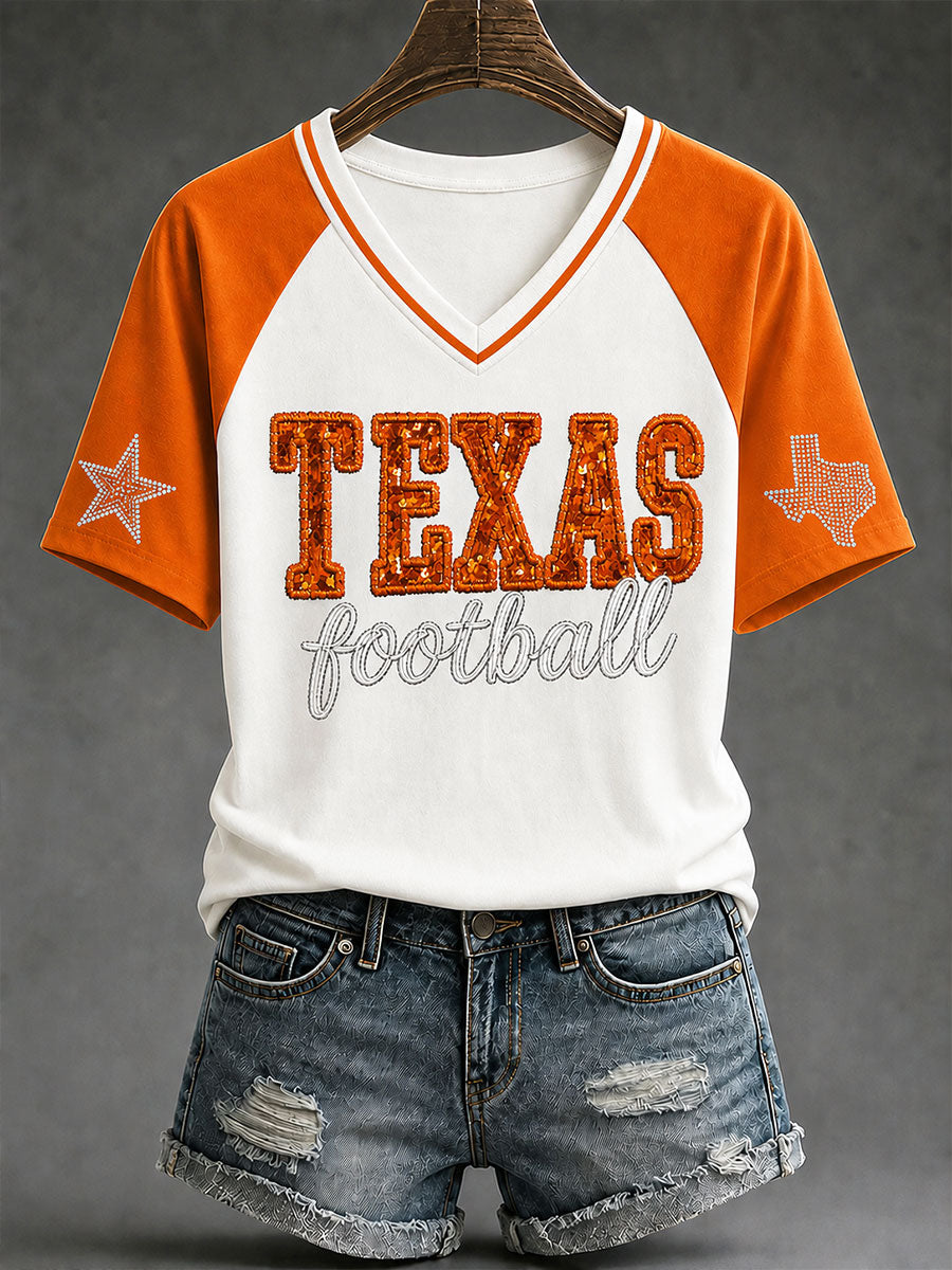 Women's Game Day Football Print Casual T-shirt