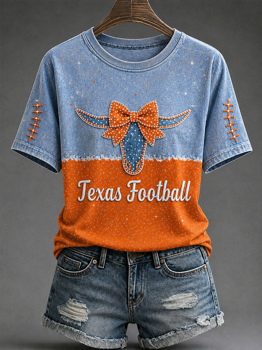 Women's Game Day Football Print Casual T-shirt