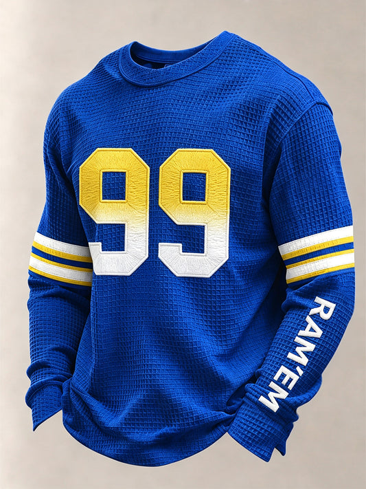 Men's Football Fan Print Waffle Sweatshirt