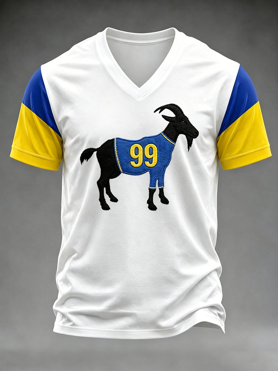 Men's Football Fan Print V-neck T-shirt