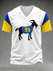 Men's Football Fan Print V-neck T-shirt