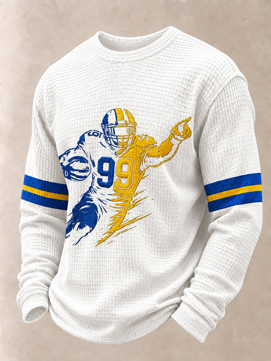 Men's Football Fan Print Waffle Sweatshirt