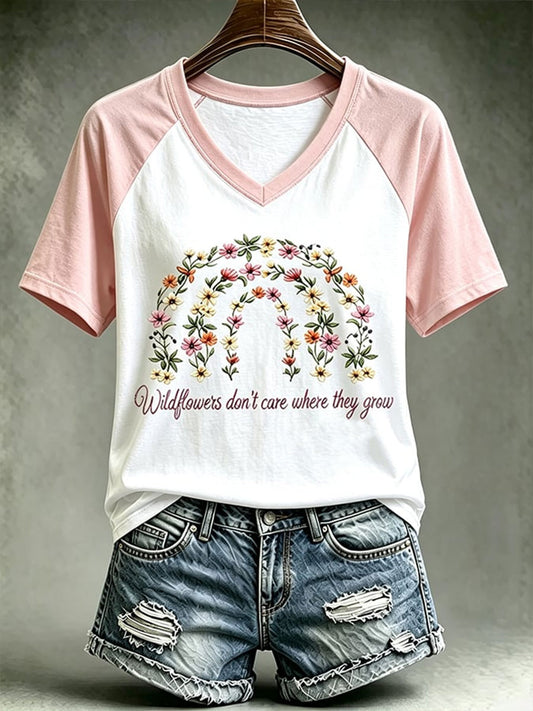 Women's Wildflowers Don’t Care Where They Grow V-neck T-shirt