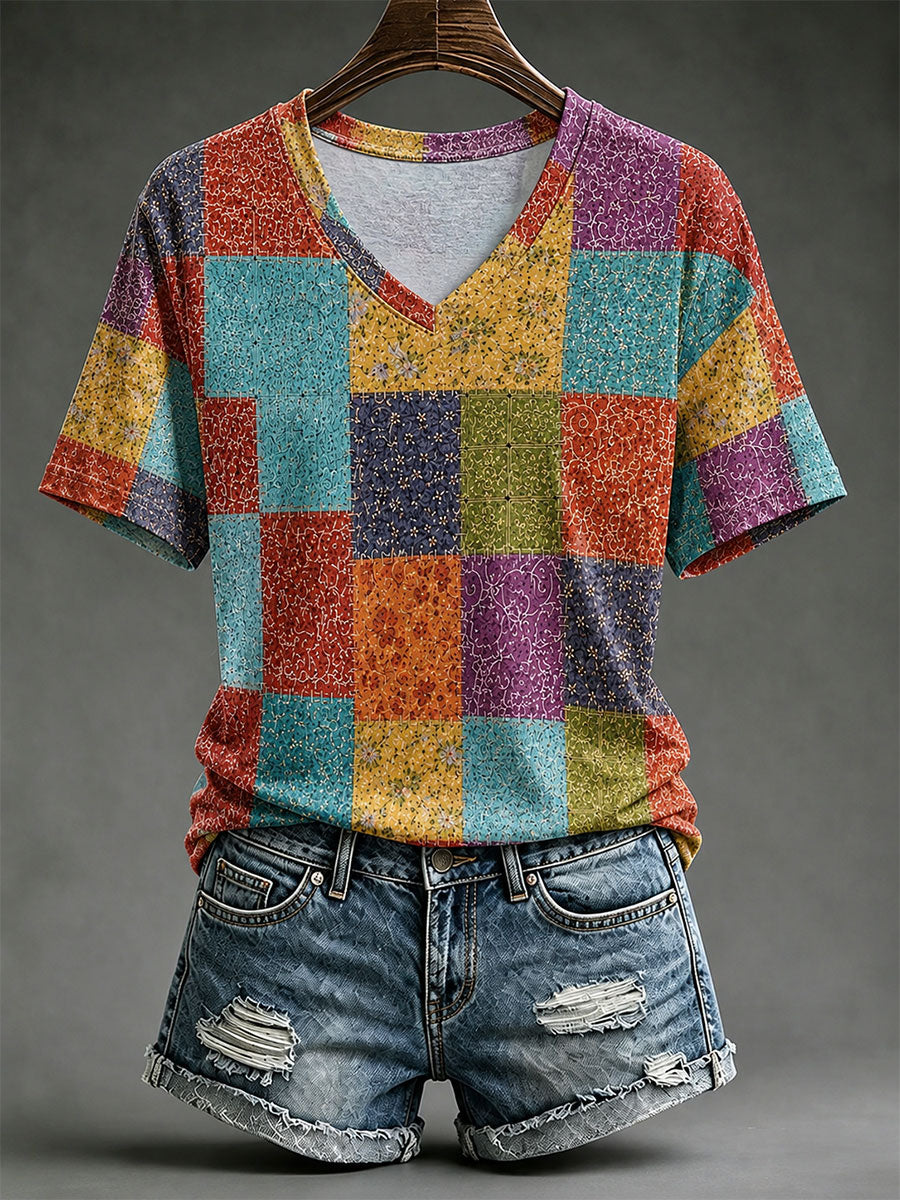 Women's Baina Cloth Print Short-sleeved T-shirt
