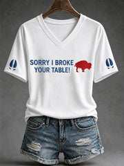 Women's Football Lover Buffalo Print Casual V-Neck Tee