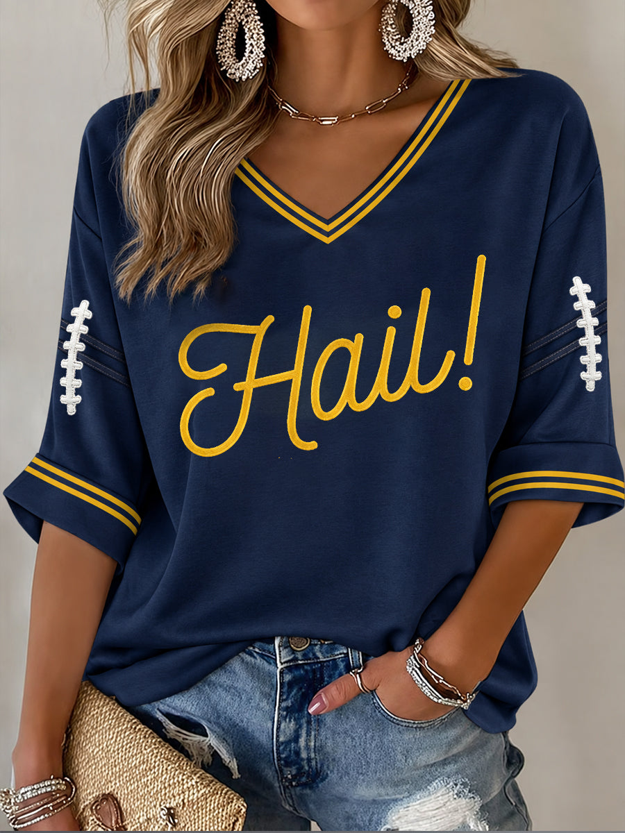 Women's University Football Lover Printed T-shirt