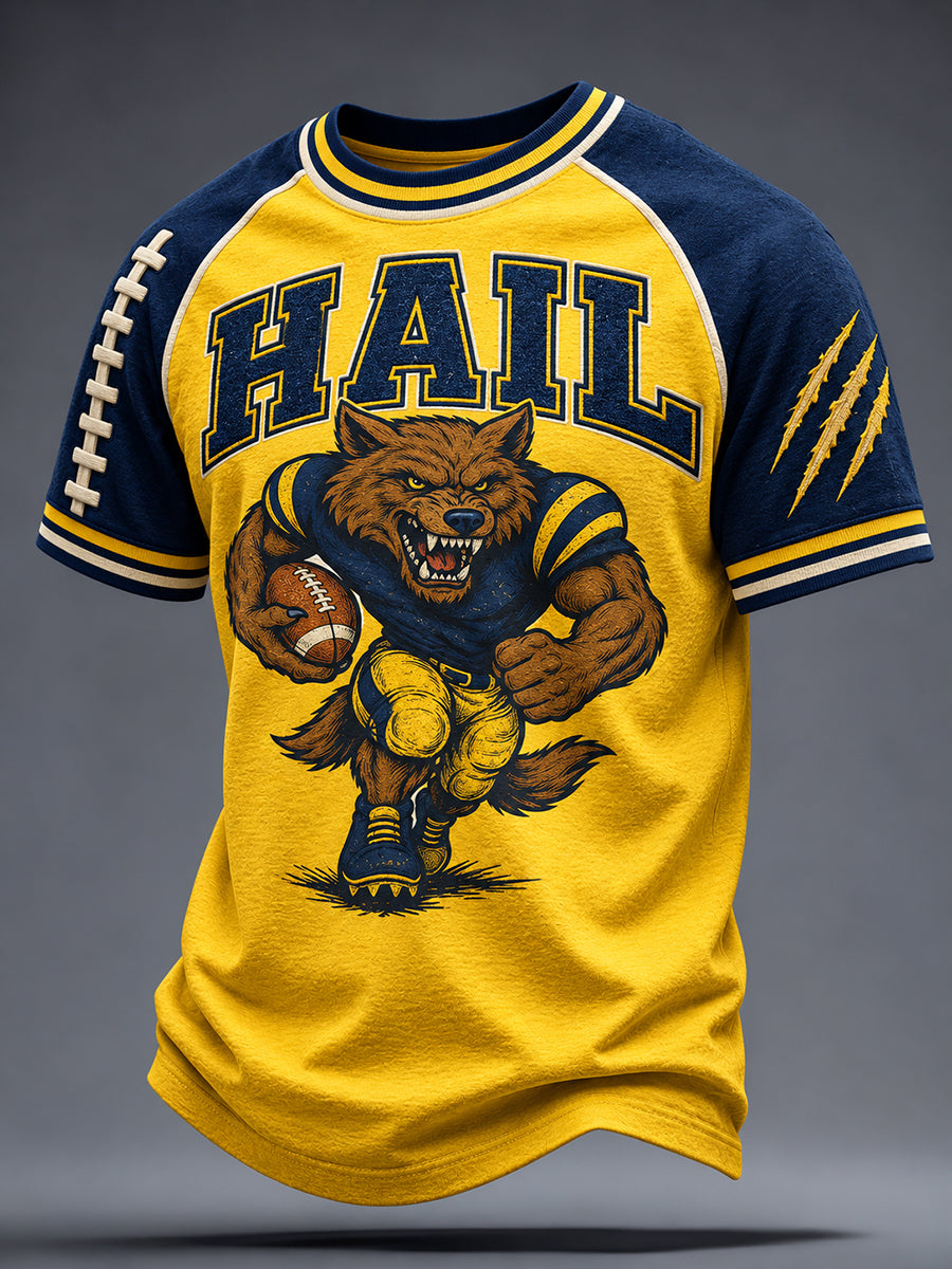 Men's University Football Lover Printed T-shirt