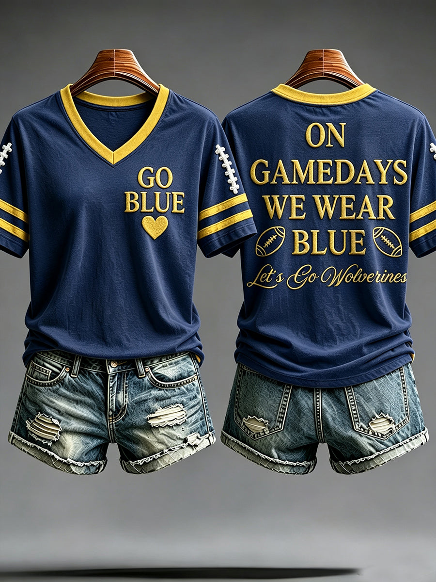 Women's University Football Lover Printed T-shirt