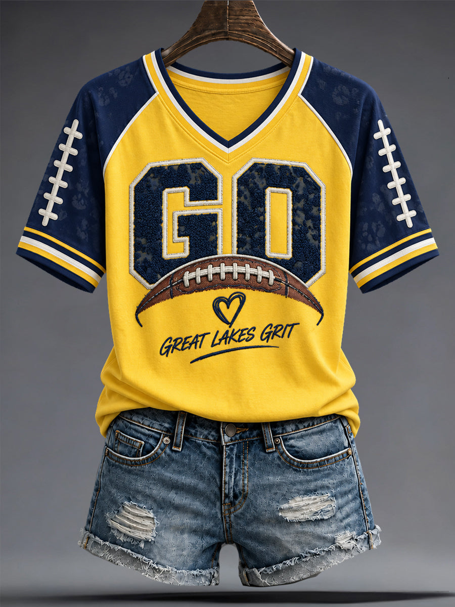 Women's University Football Lover Printed T-shirt