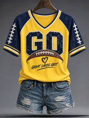 Women's University Football Lover Printed T-shirt