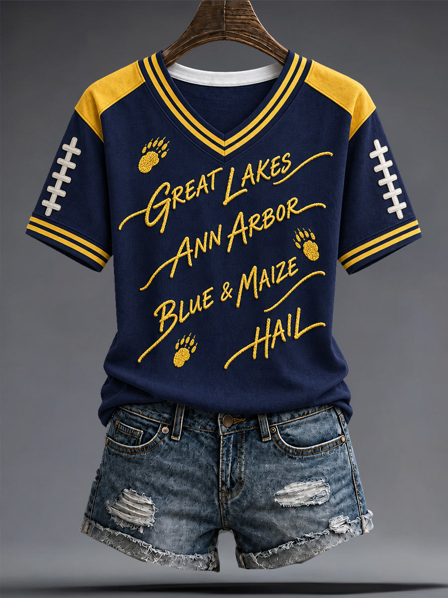 Women's University Football Lover Printed T-shirt