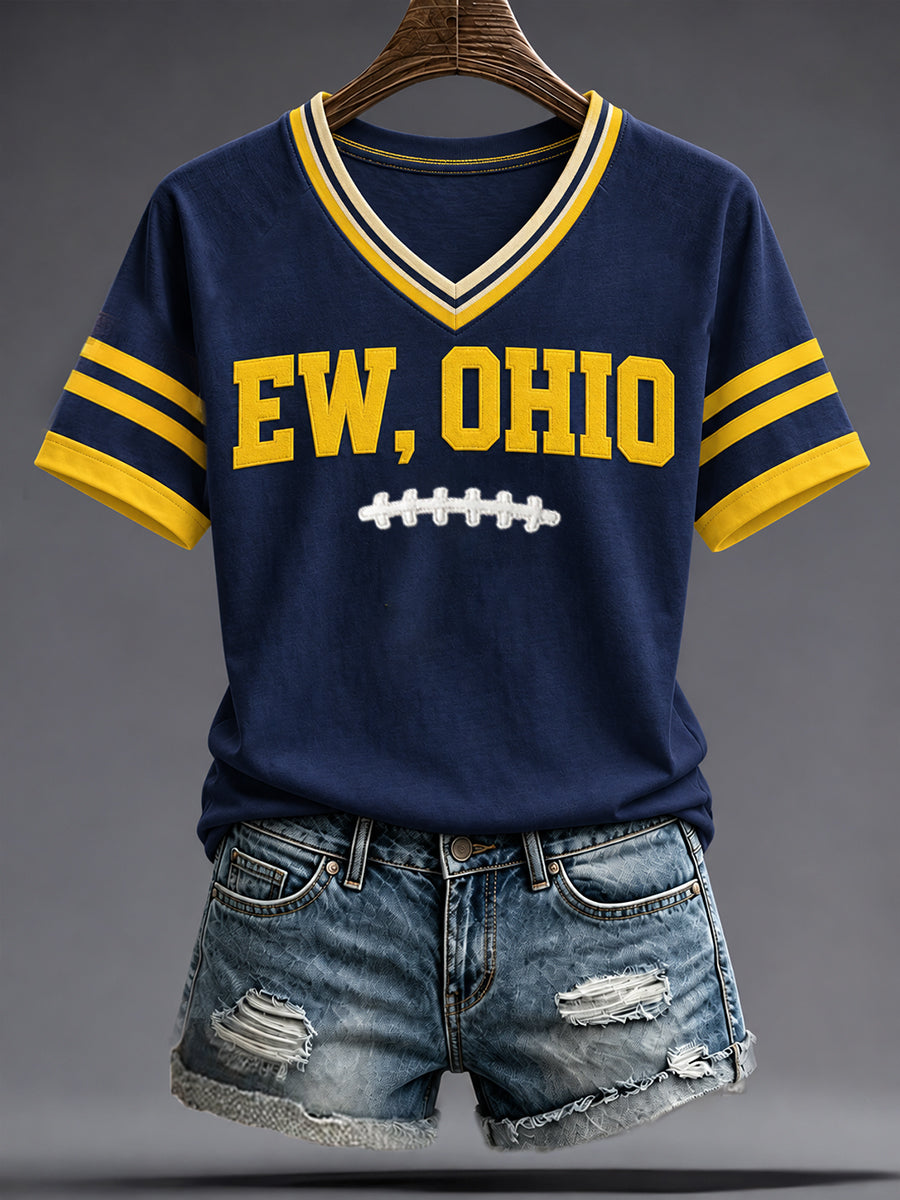 Women's University Football Lover Printed T-shirt