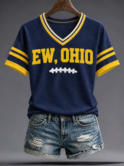 Women's University Football Lover Printed T-shirt