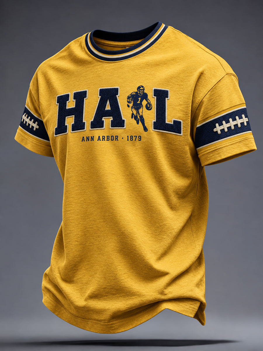 Men's University Football Lover Printed T-shirt