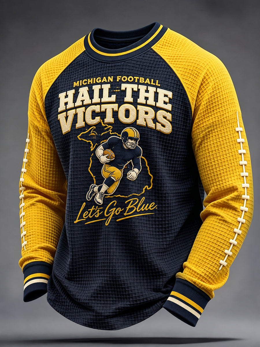 Men's University Football Lover Printed Waffle Sweatshirt