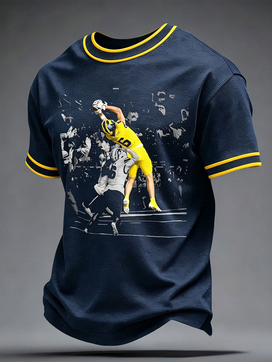 Men's University Football Lover Printed T-shirt