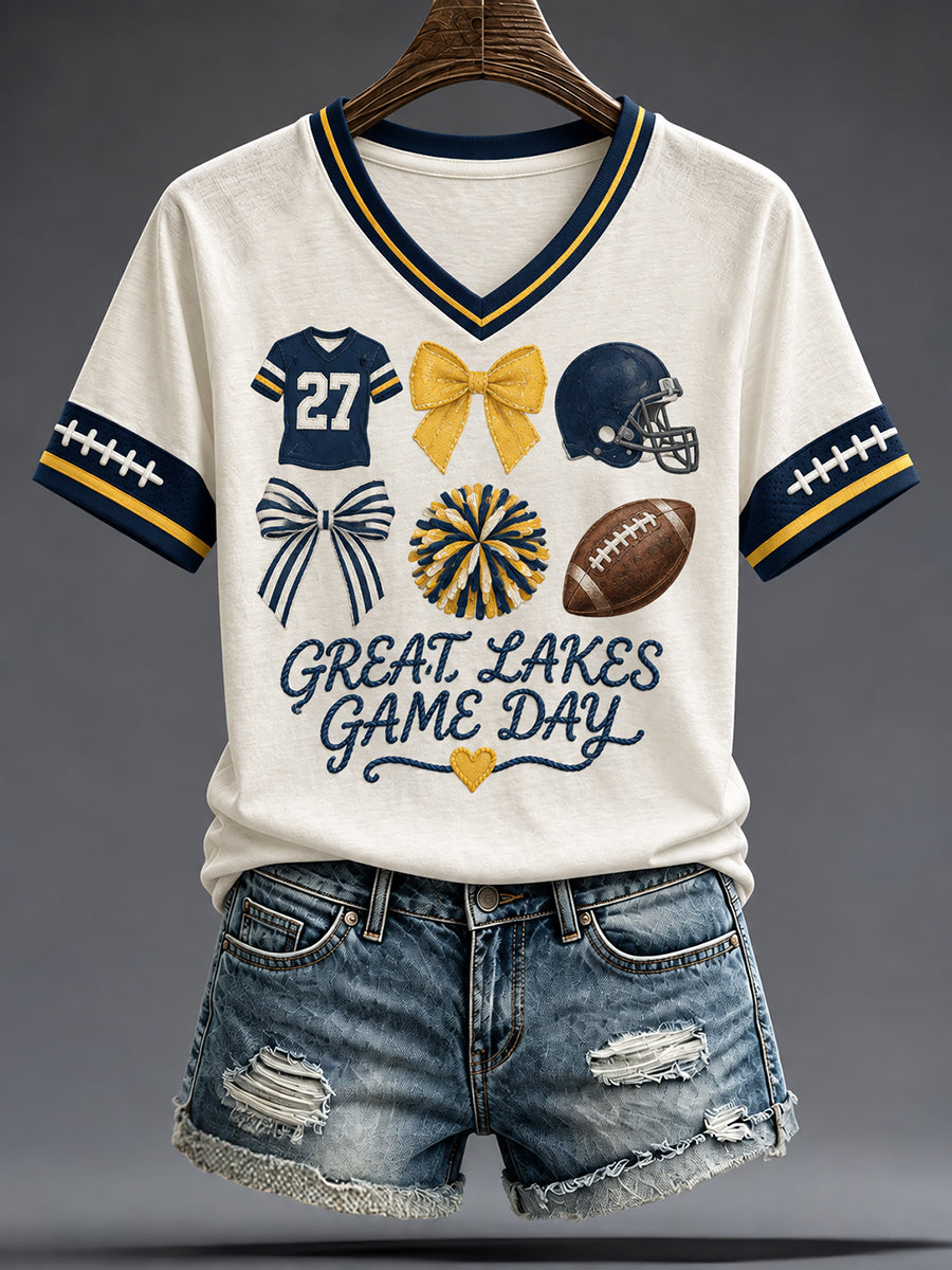Women's University Football Lover Printed T-shirt
