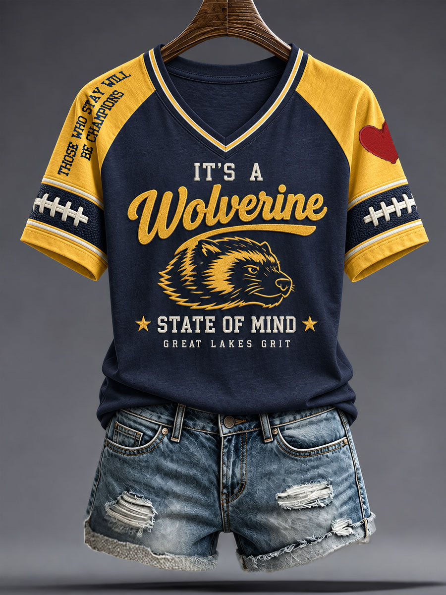 Women's University Football Lover Printed T-shirt
