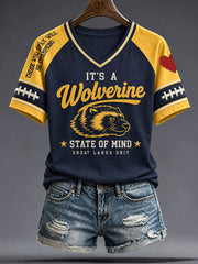 Women's University Football Lover Printed T-shirt