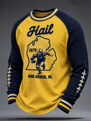 Men's University Football Lover Printed Waffle Sweatshirt