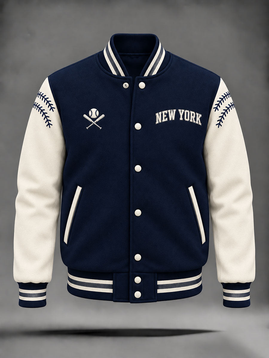 Men's New York Baseball Print Zip-up Jacket
