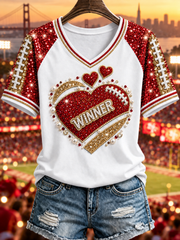 Women's V-neck off-shoulder short-sleeved T-shirt