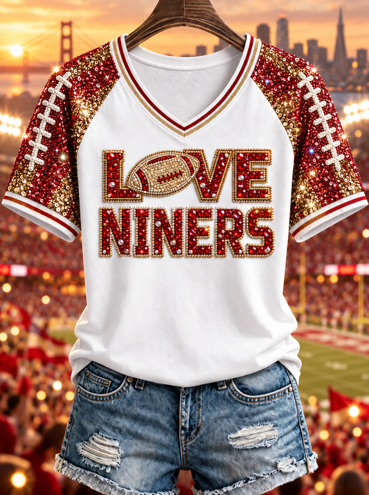 Women's V-neck off-shoulder short-sleeved T-shirt