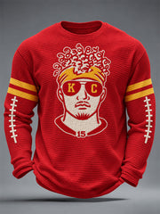 Men's Football Gameday Gift For Football Fans Waffle Long Sleeve T-Shirt