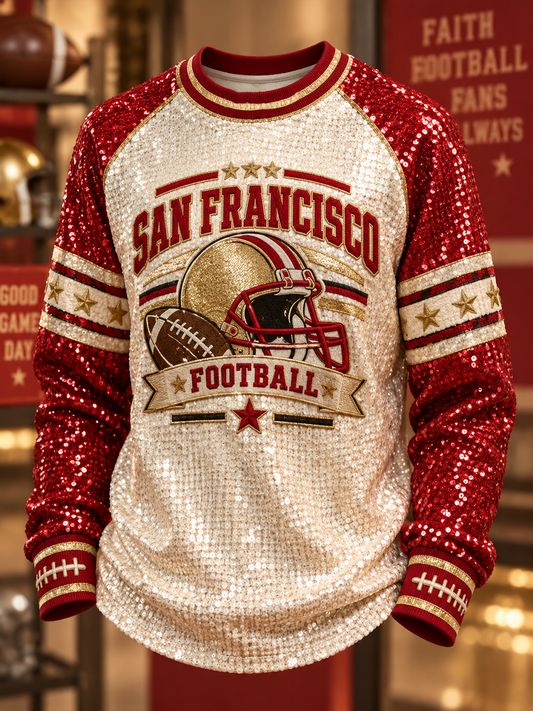 Men's San Francisco Football Lover Printed Crew Neck Sweatshirt