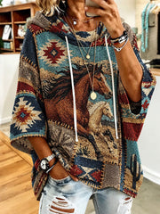 Women’s Western Horse Print Hoodie