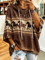 Women’s Western Horse Print Hoodie