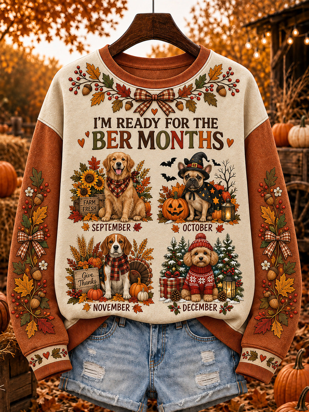 Women's Autumn-Winter Themed Dog Pattern Design Casual Sweatshirt