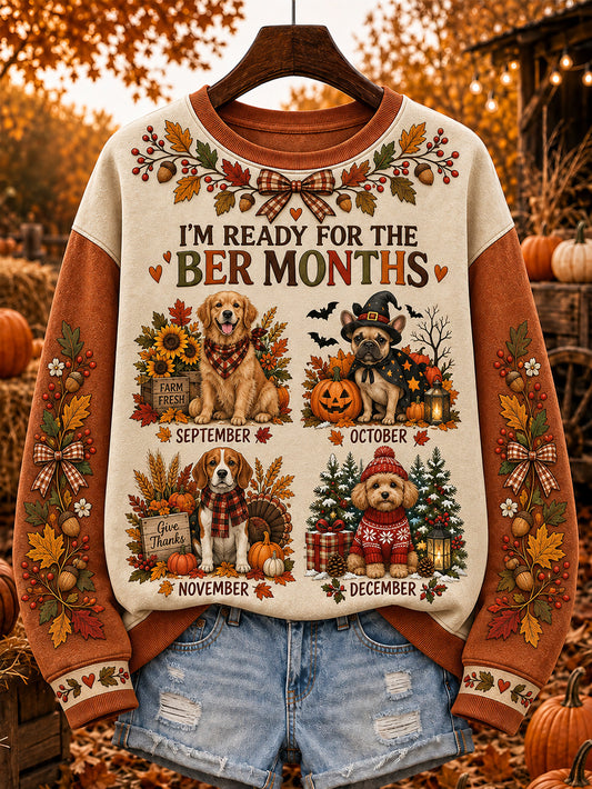 Women's Autumn-Winter Themed Dog Pattern Design Casual Sweatshirt