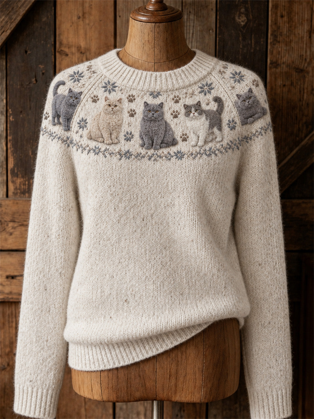 Women's cute cat design casual raglan sleeve sweater