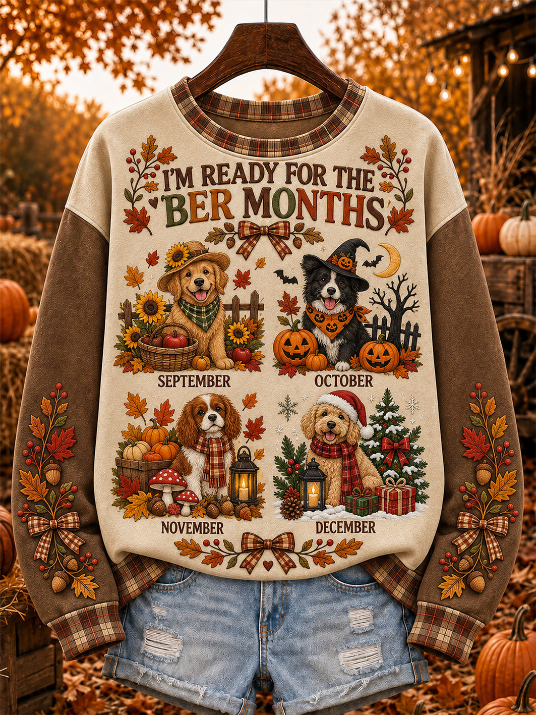 Women's Autumn-Winter Themed Dog Pattern Design Casual Sweatshirt