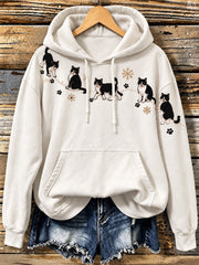 Women's cute cat design pattern printed casual hoodie