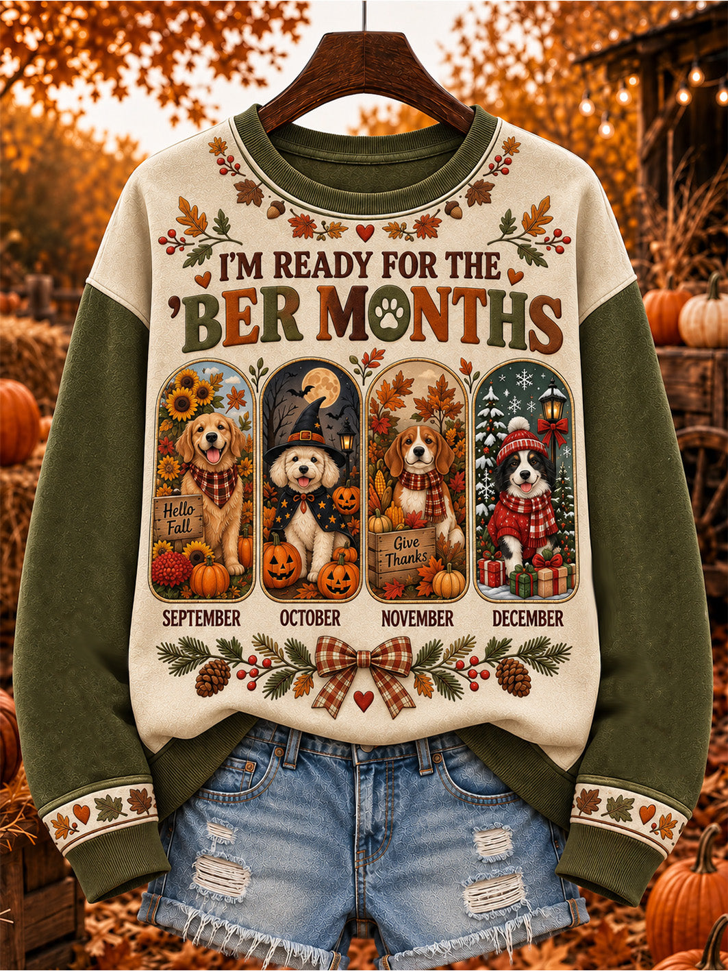 Women's Autumn-Winter Themed Dog Pattern Design Casual Sweatshirt